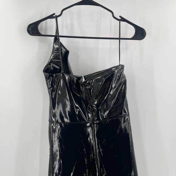 Avec Les Filles Dress SZ Small Faux Ever Leather One-Shoulder Bodycon Black NWT - Picture 13 of 16